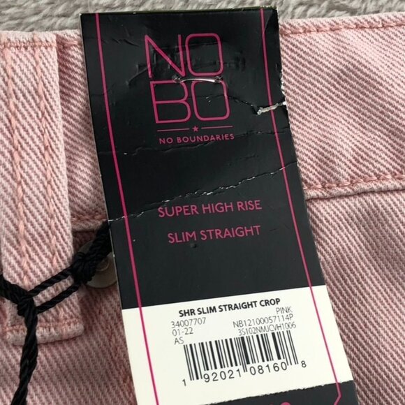 No Boundaries Slim Straight Crop Jeans Pink Sze 15 Super High Rise Cotton Casual - Picture 3 of 14